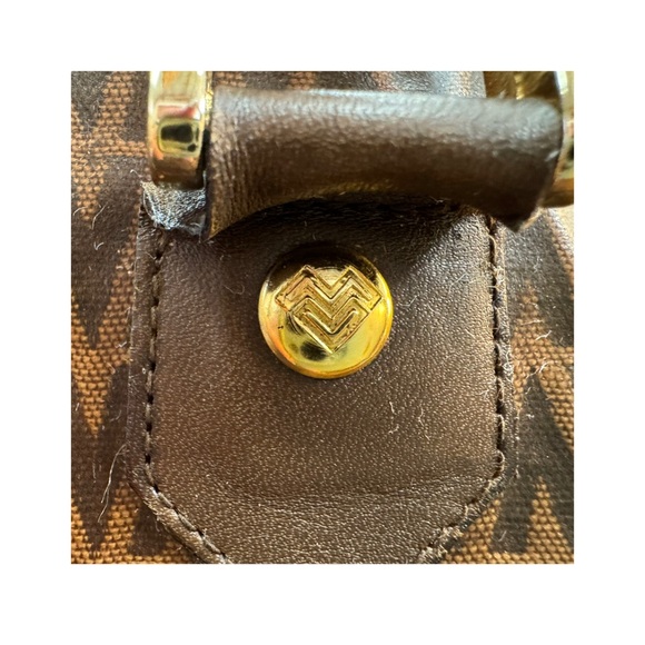 Valentino Brown Patterned satchel Handbag with V Logo - Picture 4 of 9